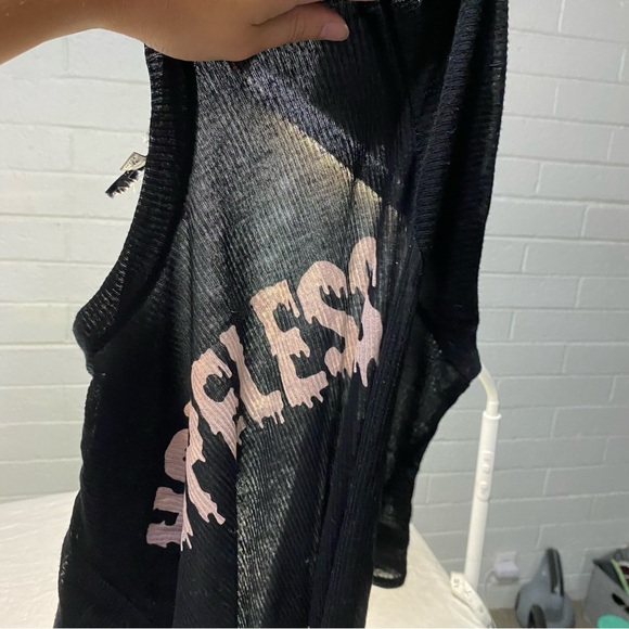 Wildfox Women's Hopeless Cowgirl Rib Top Sheer 100% Tencel Tee Tie Bottom Drippy - Picture 6 of 9